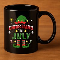 Christmas In July Funny Elf For Summer Xmas 11oz C Handle Ceramic Mug