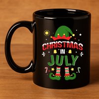 Christmas In July Funny Elf For Summer Xmas 11oz C Handle Ceramic Mug