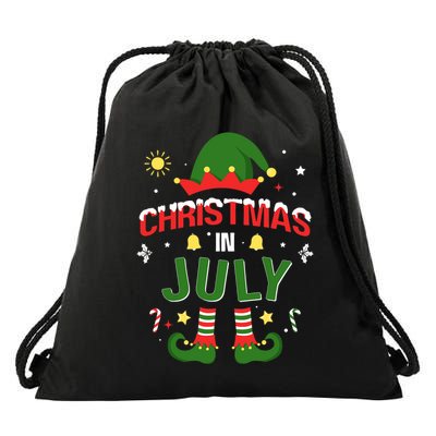 Christmas In July Funny Elf For Summer Xmas Drawstring Bag