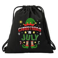 Christmas In July Funny Elf For Summer Xmas Drawstring Bag