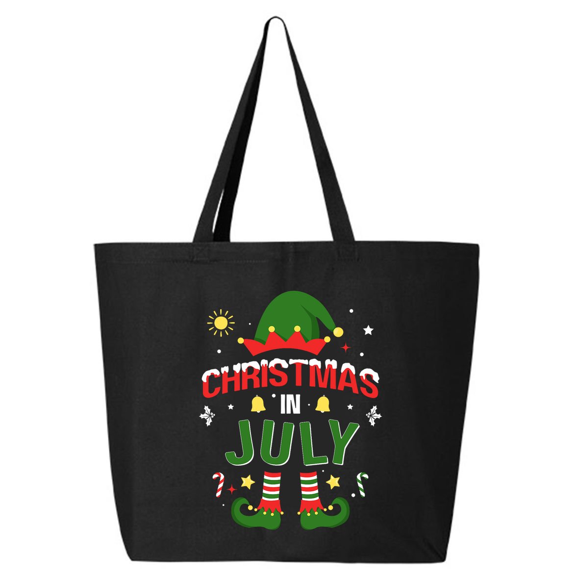 Christmas In July Funny Elf For Summer Xmas 25L Jumbo Tote