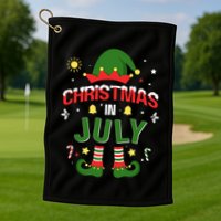 Christmas In July Funny Elf For Summer Xmas Golf Towel