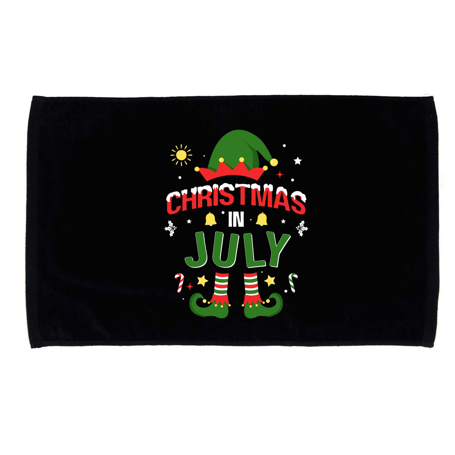 Christmas In July Funny Elf For Summer Xmas Microfiber Hand Towel