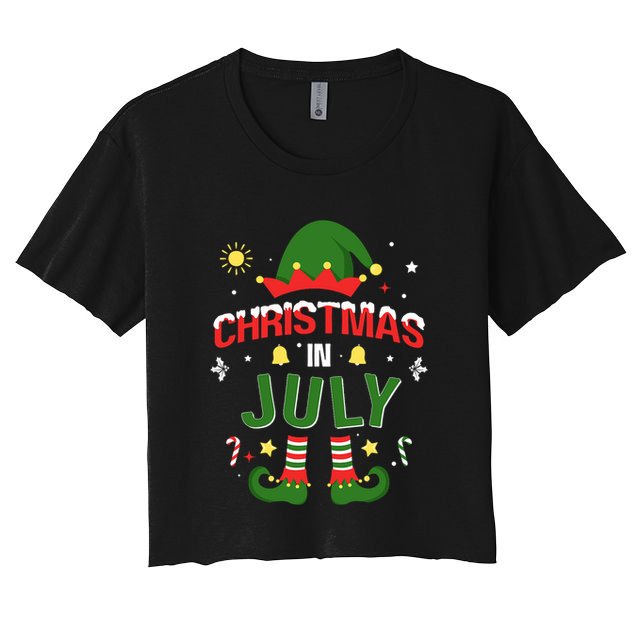 Christmas In July Funny Elf For Summer Xmas Crop Top