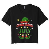 Christmas In July Funny Elf For Summer Xmas Women's Crop Top Tee