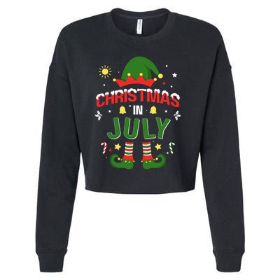 Christmas In July Funny Elf For Summer Xmas Cropped Pullover Crew