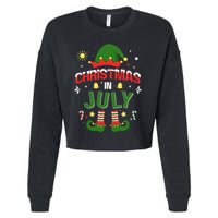 Christmas In July Funny Elf For Summer Xmas Cropped Pullover Crew