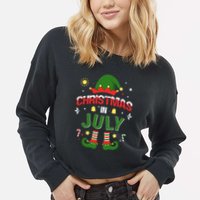 Christmas In July Funny Elf For Summer Xmas Cropped Pullover Crew
