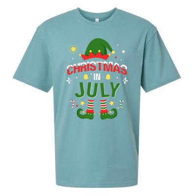 Christmas In July Funny Elf For Summer Xmas Sueded Cloud Jersey T-Shirt