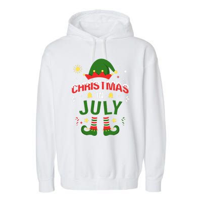 Christmas In July Funny Elf For Summer Xmas Garment-Dyed Fleece Hoodie