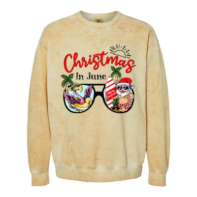 Christmas In June Sunglasses Santa Flamingo Summer Vacation  Colorblast Crewneck Sweatshirt