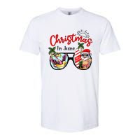 Christmas In June Sunglasses Santa Flamingo Summer Vacation  Softstyle CVC T-Shirt