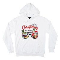 Christmas In June Sunglasses Santa Flamingo Summer Vacation  Hoodie