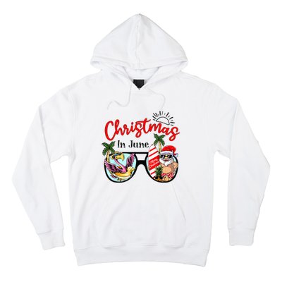 Christmas In June Sunglasses Santa Flamingo Summer Vacation  Hoodie