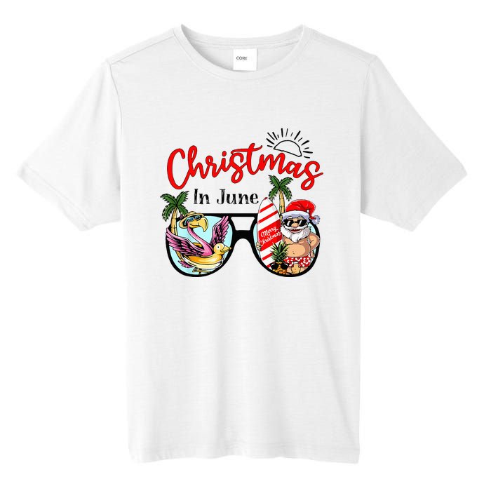 Christmas In June Sunglasses Santa Flamingo Summer Vacation  Tall Fusion ChromaSoft Performance T-Shirt