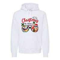 Christmas In June Sunglasses Santa Flamingo Summer Vacation  Premium Hoodie