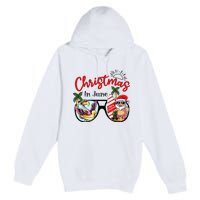 Christmas In June Sunglasses Santa Flamingo Summer Vacation  Premium Pullover Hoodie