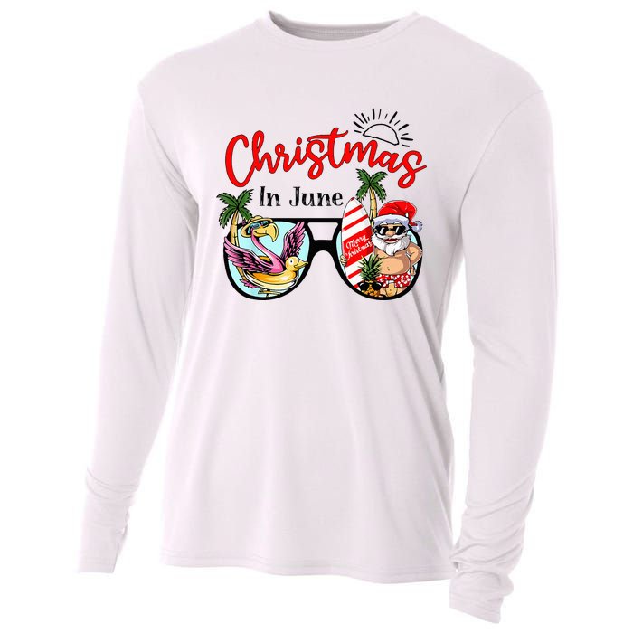 Christmas In June Sunglasses Santa Flamingo Summer Vacation  Cooling Performance Long Sleeve Crew