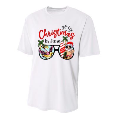 Christmas In June Sunglasses Santa Flamingo Summer Vacation  Performance Sprint T-Shirt