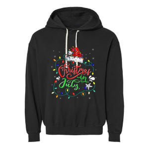 Christmas In July Lights Funny Summer Xmas Garment-Dyed Fleece Hoodie