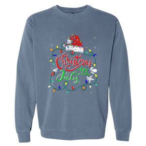 Christmas In July Lights Funny Summer Xmas Garment-Dyed Sweatshirt