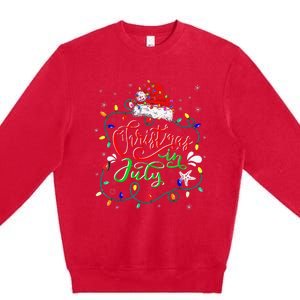 Christmas In July Lights Funny Summer Xmas Premium Crewneck Sweatshirt