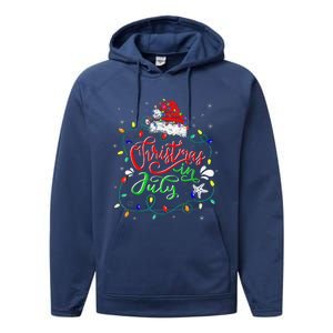 Christmas In July Lights Funny Summer Xmas Performance Fleece Hoodie