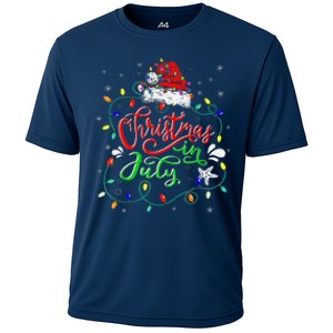 Christmas In July Lights Funny Summer Xmas Cooling Performance Crew T-Shirt