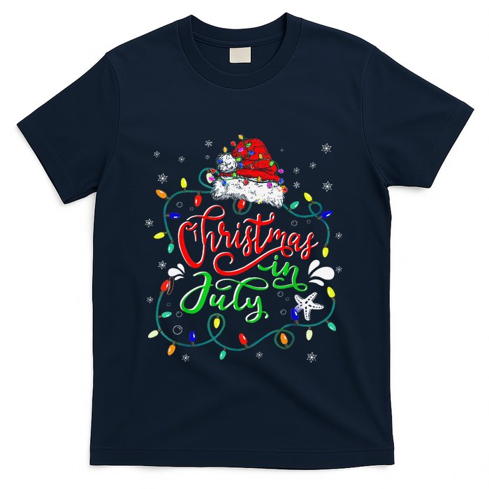 Christmas In July Lights Funny Summer Xmas T-Shirt