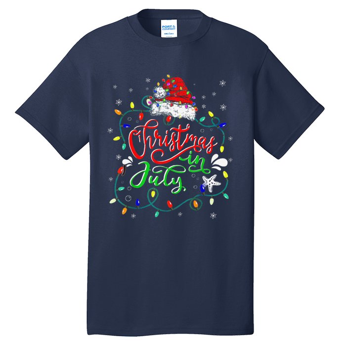 Christmas In July Lights Funny Summer Xmas Tall T-Shirt