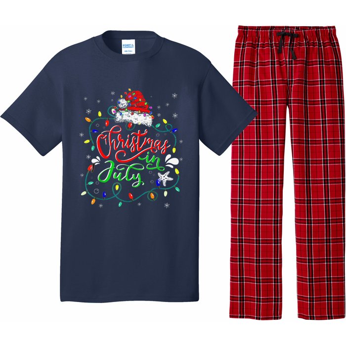 Christmas In July Lights Funny Summer Xmas Pajama Set