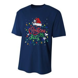 Christmas In July Lights Funny Summer Xmas Performance Sprint T-Shirt