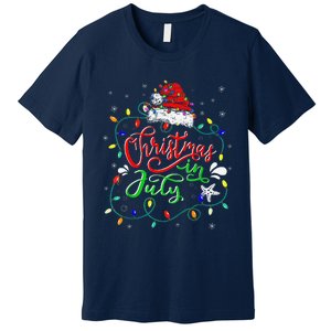 Christmas In July Lights Funny Summer Xmas Premium T-Shirt