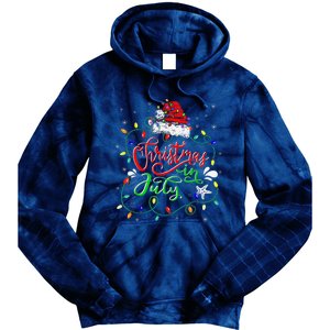 Christmas In July Lights Funny Summer Xmas Tie Dye Hoodie