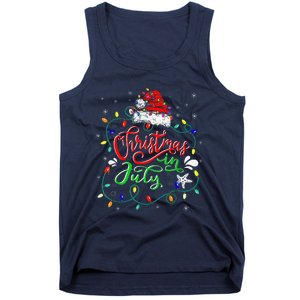 Christmas In July Lights Funny Summer Xmas Tank Top