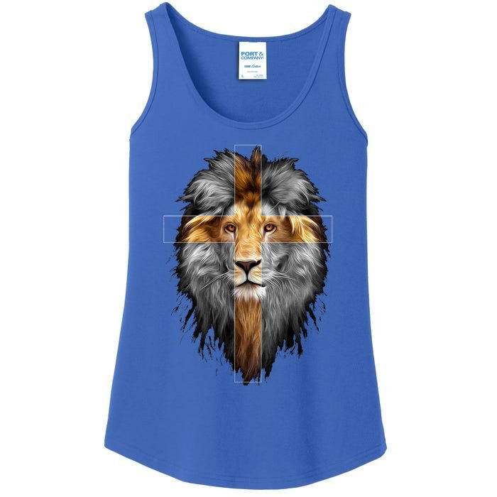 Christian Inspiration Jesus Lion Of Judah Ladies Essential Tank