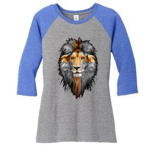 Christian Inspiration Jesus Lion Of Judah Women's Tri-Blend 3/4-Sleeve Raglan Shirt