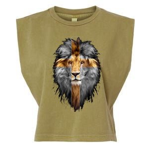 Christian Inspiration Jesus Lion Of Judah Garment-Dyed Women's Muscle Tee