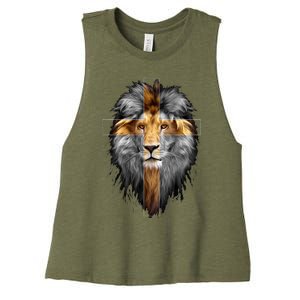 Christian Inspiration Jesus Lion Of Judah Women's Racerback Cropped Tank