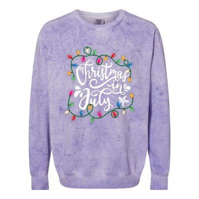 Christmas In July Lights Beach Vacation Summer Xmas Colorblast Crewneck Sweatshirt