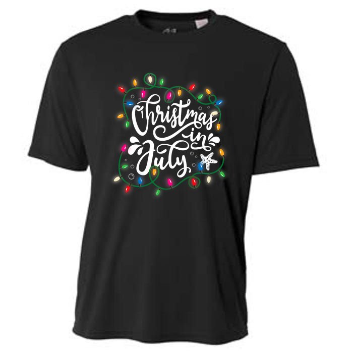 Christmas In July Lights Beach Vacation Summer Xmas Cooling Performance Crew T-Shirt