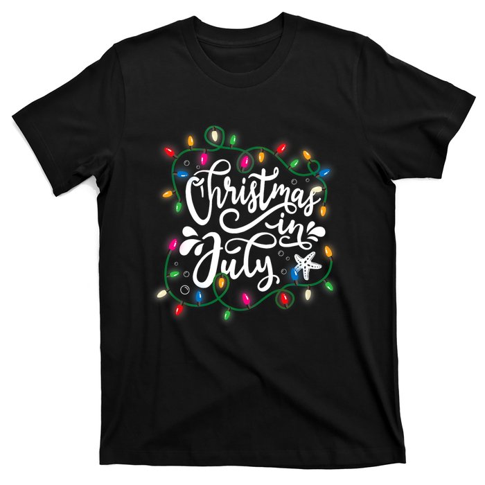 Christmas In July Lights Beach Vacation Summer Xmas T-Shirt