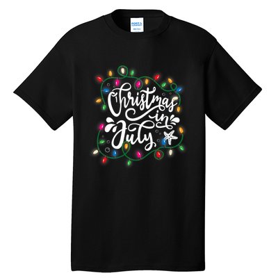 Christmas In July Lights Beach Vacation Summer Xmas Tall T-Shirt