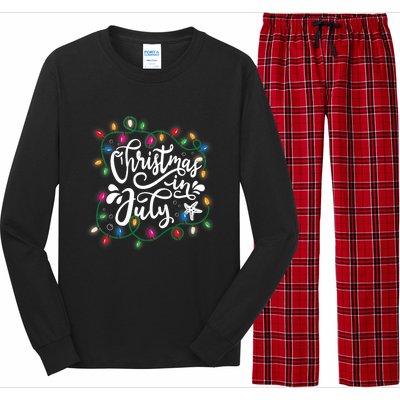 Christmas In July Lights Beach Vacation Summer Xmas Long Sleeve Pajama Set