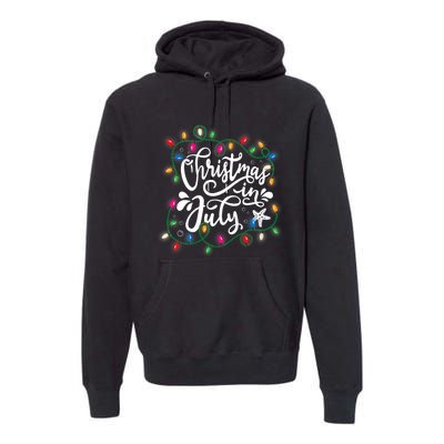 Christmas In July Lights Beach Vacation Summer Xmas Premium Hoodie