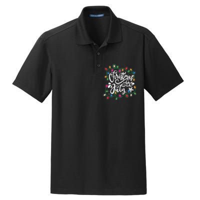 Christmas In July Lights Beach Vacation Summer Xmas Dry Zone Grid Polo