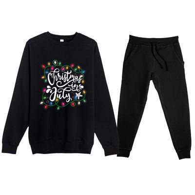 Christmas In July Lights Beach Vacation Summer Xmas Premium Crewneck Sweatsuit Set