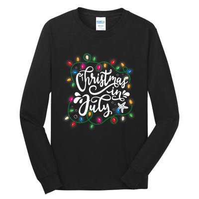 Christmas In July Lights Beach Vacation Summer Xmas Tall Long Sleeve T-Shirt