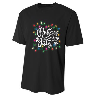 Christmas In July Lights Beach Vacation Summer Xmas Performance Sprint T-Shirt