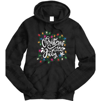 Christmas In July Lights Beach Vacation Summer Xmas Tie Dye Hoodie